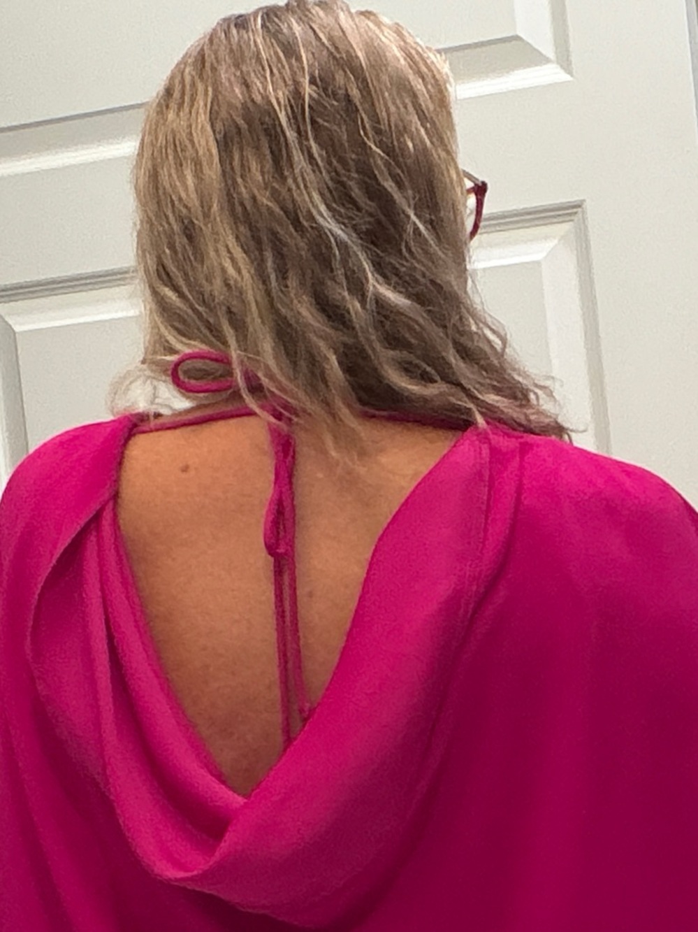 Trina Turk Fuchsia Cape Sleeve Blouse - Picture 2 of 5